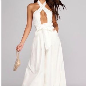 White Halter top jumpsuit